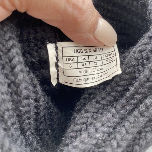 UGG 5819 Classic Cardy Black Knit Tall Sweater Boots Women's 6 - Picture 10 of 12